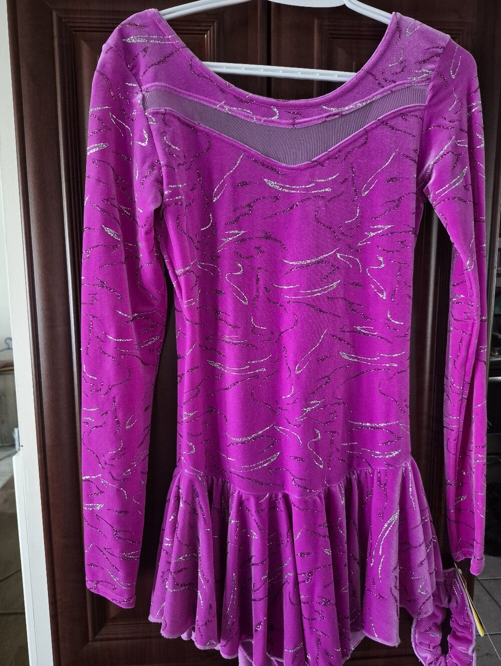 Women Mondor purple Sparkle Magenta Long-Sleeve Skater Dress XL NWT
